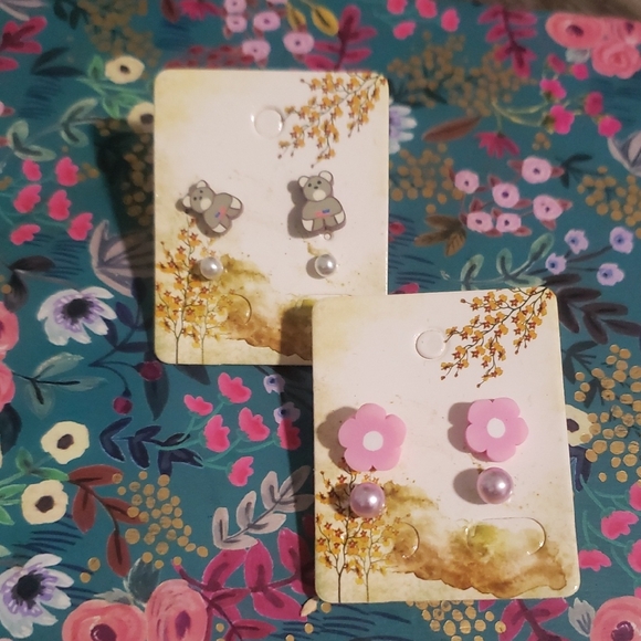 Cute Koala and Flower Earrings Set - Picture 1 of 3